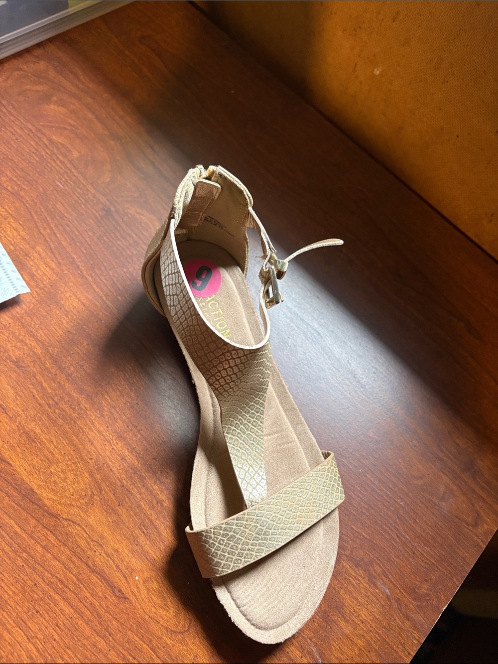 Kenneth Cole Reaction Tan Textured Ankle-Strap Sandal